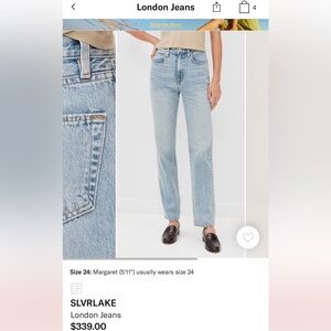 SLVRLAKE London High Rise Straight Jeans Size 27 Light Wash Rigid Denim